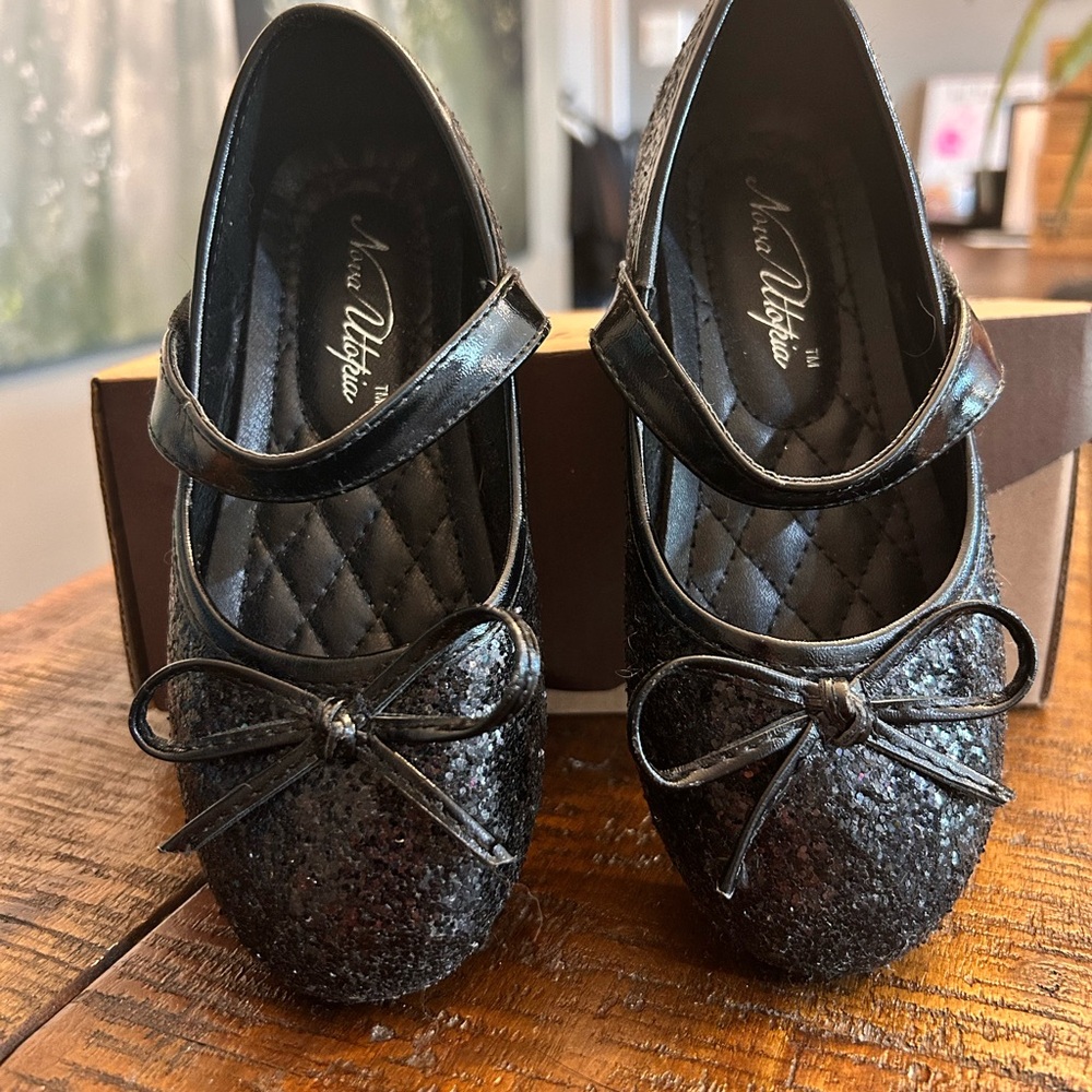Elegant Black Glitter Mary Jane Dress Shoes